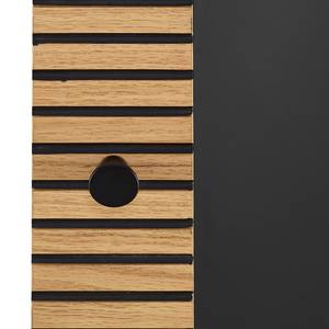 Vitrine Langemark MDF / Plaqué bois véritable - Chêne / Noir - Largeur : 40 cm
