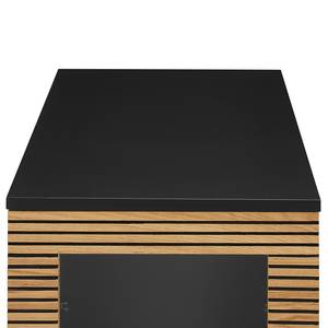 Vitrine Langemark MDF / Plaqué bois véritable - Chêne / Noir - Largeur : 40 cm