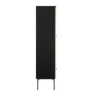 Vitrine Langemark MDF / Plaqué bois véritable - Chêne / Noir - Largeur : 79 cm