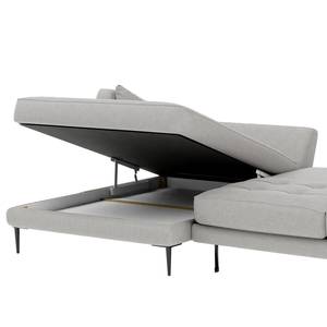 Hoekbank GAILLON met chaise longue Structuurstof Kari: Grijs - Longchair vooraanzicht links