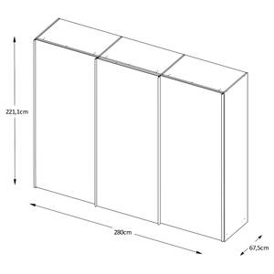 Zweefdeurkast Sinfonie Plus type B Wit - 280 x 222 cm - Basic - Zilver