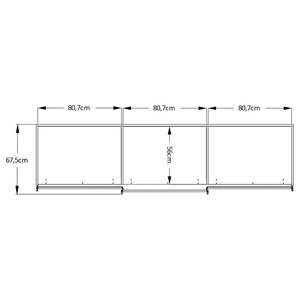 Zweefdeurkast Sinfonie Plus type B Wit - 249 x 222 cm - Basic - Zilver