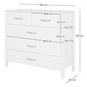 Kommode COLLONE 5 Schubladen Seidengrau / Eiche Artisan Dekor