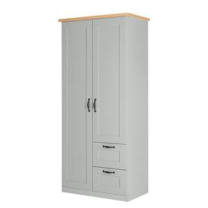 Armadio con ante battenti Collone Grigio chiaro / Effetto quercia Artisan - Larghezza: 96 cm