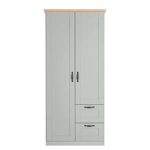 Armadio con ante battenti Collone Grigio chiaro / Effetto quercia Artisan - Larghezza: 96 cm