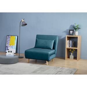 Fauteuil convertible ELANDS Tissu - Velours Criada: Bleu foncé - Hêtre clair