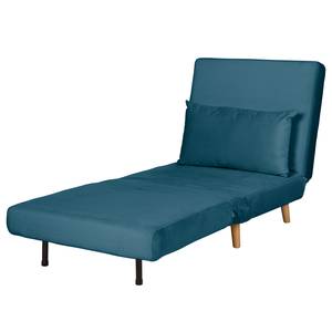 Fauteuil convertible ELANDS Tissu - Velours Criada: Bleu foncé - Hêtre clair