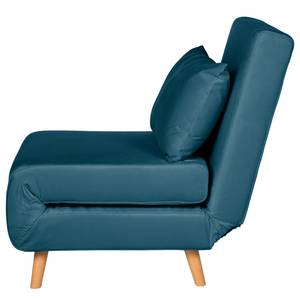 Fauteuil convertible ELANDS Tissu - Velours Criada: Bleu foncé - Hêtre clair