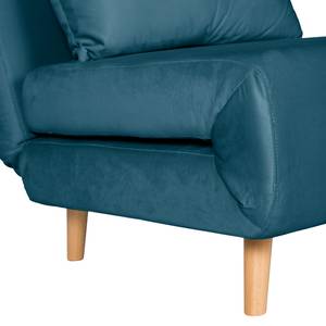 Fauteuil convertible ELANDS Tissu - Velours Criada: Bleu foncé - Hêtre clair