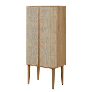 Barschrank TAYLOR Rattan / Eiche teilmassiv - Beige / Eiche