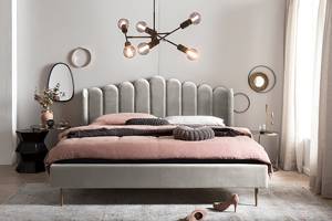Gestoffeerd bed Kronach polyester/MDF - Beige/Goudkleurig - 140 x 200cm