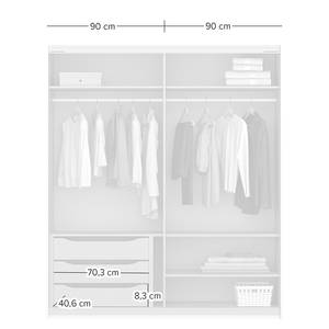 Zweefdeurkast BLAXX type B glas - metallic grijs - Breedte: 180 cm - Classic