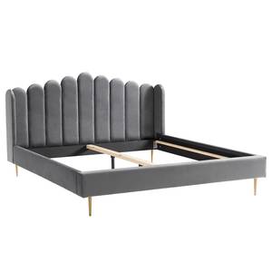 Gestoffeerd bed Kronach polyester/MDF - Grijs/Goudkleurig - 180 x 200cm