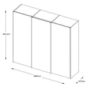 Schwebetürenschrank Sinfonie Plus Typ C Eiche Sonoma Dekor - 249 x 222 cm - Basic - Silber