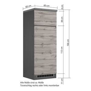 Kühl/Gefrier-Umbauschrank Turin Wotaneiche Dekor / Graphit