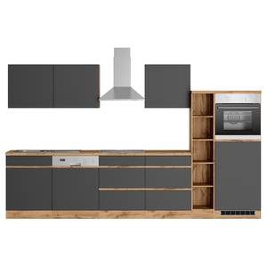 Keukenblok Turin combi C Grijs/Eikenhoutlook wotan - Breedte: 330 cm - Inductie - Met elektrische apparatuur