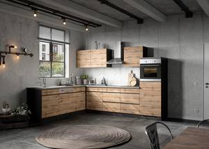 Hoek-keukenblok Turin combi C Eikenhoutlook wotan/Grafiet - Breedte: 300 cm - Zonder haardplaat - Zonder elektrische apparatuur