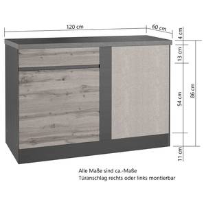 Eckunterschrank Turin Wotaneiche Dekor / Graphit