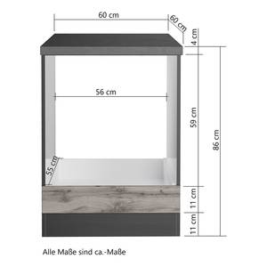 Meuble pour four encastrable Turin Gris / Imitation chêne wotan