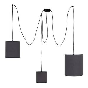 Hanglamp Deku katoen/kunststof - 3 lichtbronnen - Antraciet