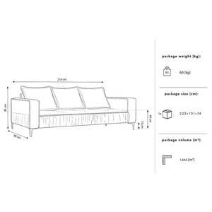 3-Sitzer Sofa Sides Samt Blonda: Marineblau