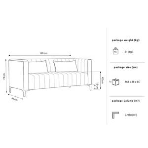 2-Sitzer Sofa Valun Samt Ravi: Creme