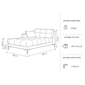 Chaise longue Costellio Velours Blonda: Crèmekleurig - Links uitlijnen