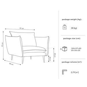 Fauteuil Amandola Velours Ravi: Vert vieilli