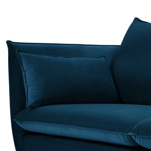Canapé d’angle Amandola Velours Ravi: Bleu marine - Méridienne courte à droite (vue de face)