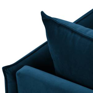 Canapé d’angle Amandola Velours Ravi: Bleu marine - Méridienne courte à droite (vue de face)