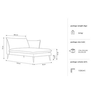 Chaise longue Amandola Velours Ravi: Antiek groen - Rechts uitlijnen