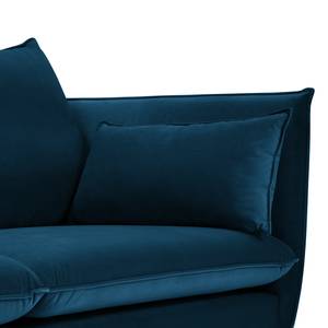 Hoekbank Amandola met ottomane Velours Ravi: Marineblauw - Longchair vooraanzicht links