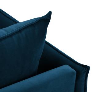 Ecksofa Amandola mit Ottomane Samt Ravi: Marineblau - Longchair davorstehend links