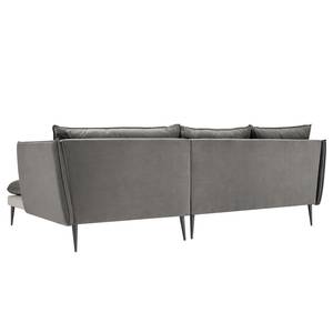 Ecksofa Amandola mit Ottomane Samt Ravi: Taupe - Longchair davorstehend rechts