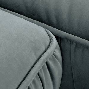 Canapé d’angle Sides Velours Blonda: Bleu acier - Méridienne longue à droite (vue de face)