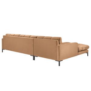 Ecksofa Costellio mit Ottomane Samt Blonda: Cappuccino - Longchair davorstehend links