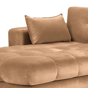 Ecksofa Costellio mit Ottomane Samt Blonda: Cappuccino - Longchair davorstehend links