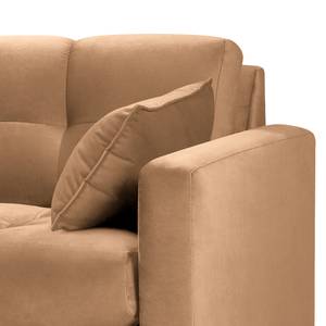 Ecksofa Costellio mit Ottomane Samt Blonda: Cappuccino - Longchair davorstehend links