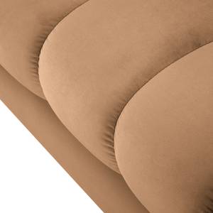 Ecksofa Costellio mit Ottomane Samt Blonda: Cappuccino - Longchair davorstehend links