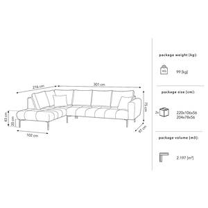 Ecksofa Joselis mit Ottomane Microfaser Faria: Marineblau - Ottomane davorstehend links