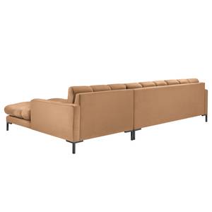 Ecksofa Costellio mit Ottomane Samt Blonda: Cappuccino - Longchair davorstehend rechts