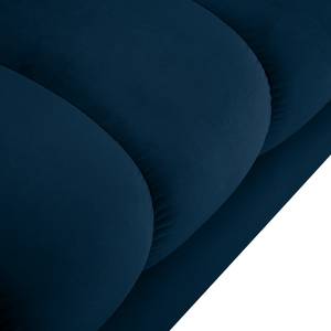 Ecksofa Costellio mit Ottomane Samt Blonda: Marineblau - Longchair davorstehend rechts