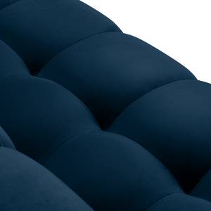 Ecksofa Costellio mit Ottomane Samt Blonda: Marineblau - Longchair davorstehend rechts