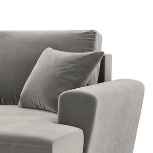 Ecksofa Goronna mit Ottomane Samt Ravi: Taupe - Longchair davorstehend rechts