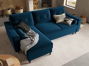 Canapé d’angle Melsele Velours Ravi: Bleu marine