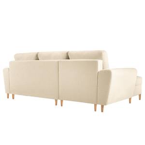 Ecksofa Goronna mit Ottomane Bouclé Stoff Asta: Creme - Longchair davorstehend links