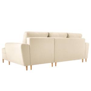 Ecksofa Goronna mit Ottomane Bouclé Stoff Asta: Creme - Longchair davorstehend rechts