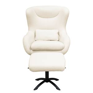 Fauteuil Barnard teddy met hocker teddystof/ijzer - wit/zwart