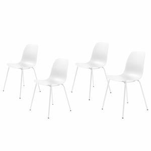 Chaises Toledo - Lot de 4 Tissu mélangé / Acier - Blanc