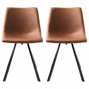 Chaises Pepino - Lot de 2 Imitation cuir / Acier - Marron